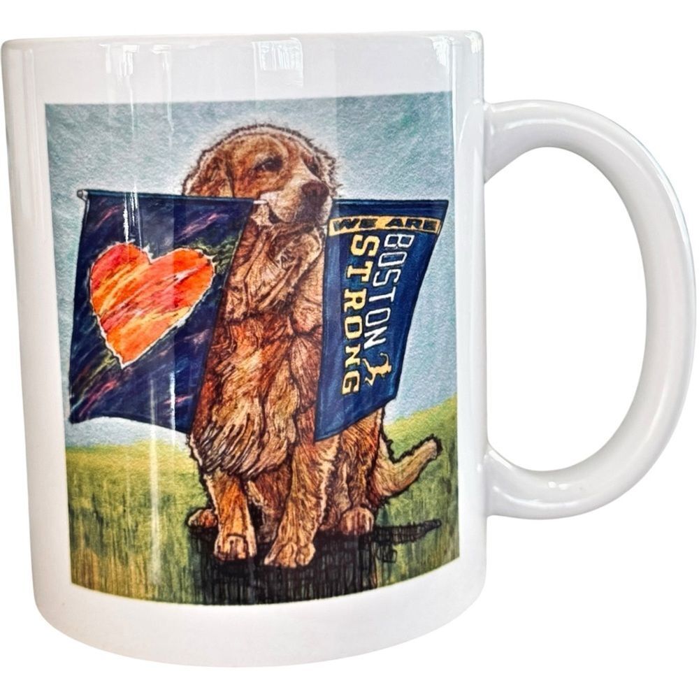 We Are Boston Strong Celebrating Spencer Dog & Paw Print 11 Ounce Coffee Mug.